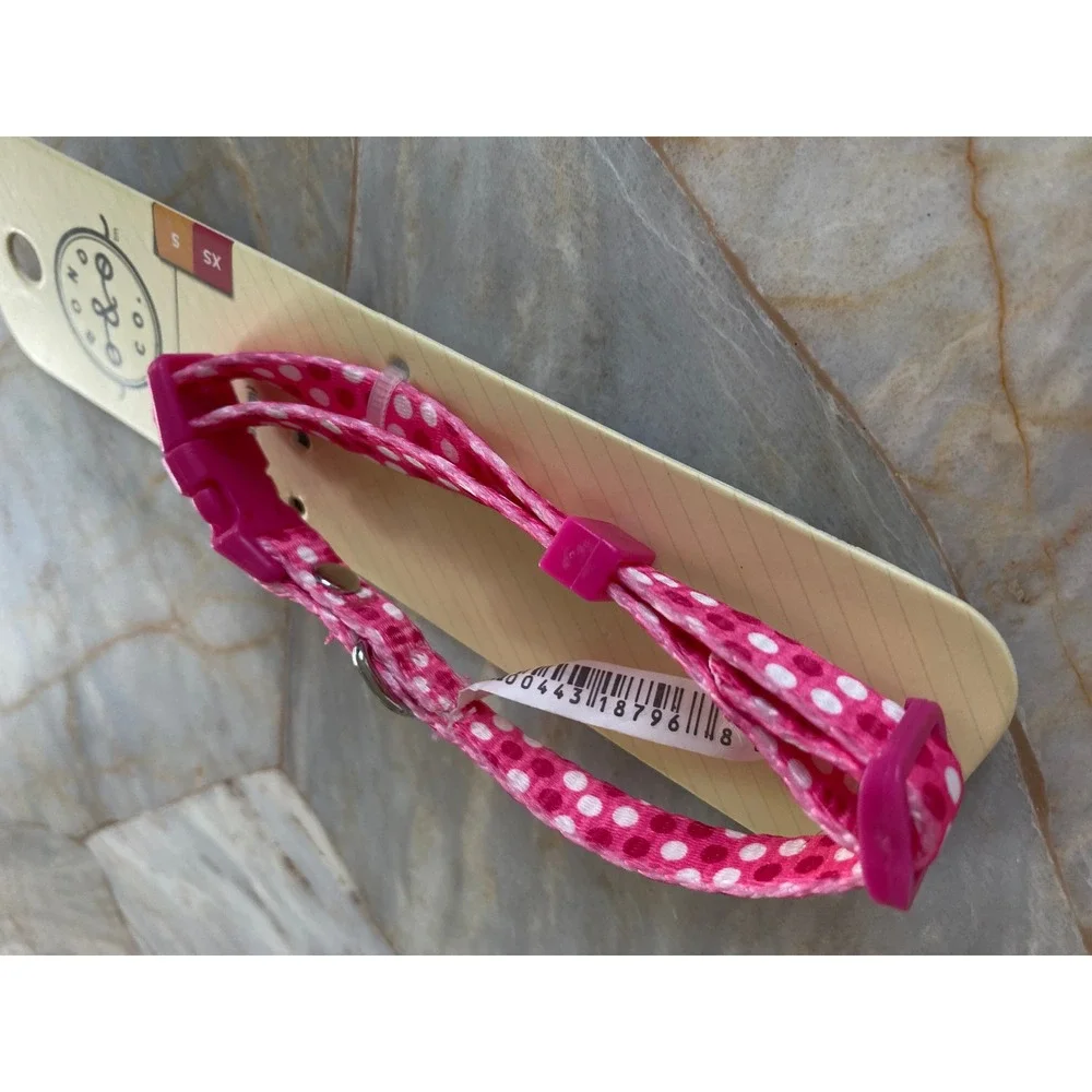 Bond & Co Pink Polka Dot Small Dog Collar Adjustable 8-12 Inch 2484977